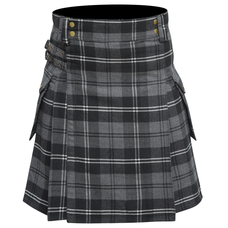 Scottish Men's Modern Granite 16oz Tartan Pockets Utility Kilt, Cargo Kilt All Safe International