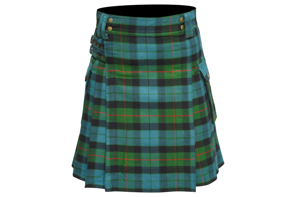 Scottish Men's Modern Gunn Ancient 16oz Tartan Pockets Utility Kilt, Cargo Kilt All Safe International