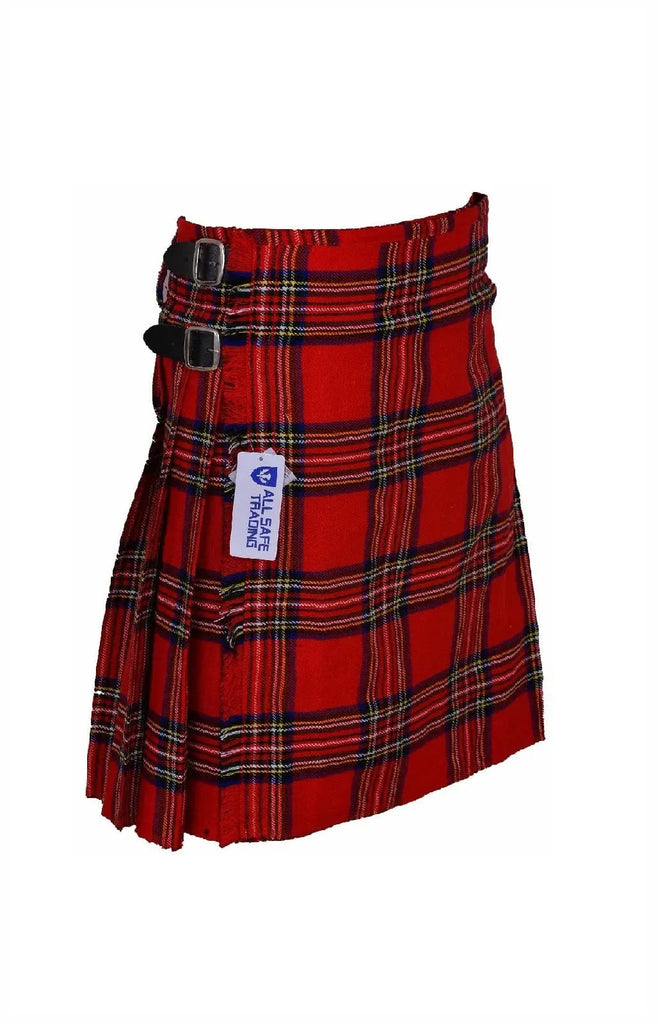 Scottish Traditional Tartan Kilt for Kids, Boys and Girls Toddler Kilts with Ease of Size - Royal Stewart Tartan All Safe International