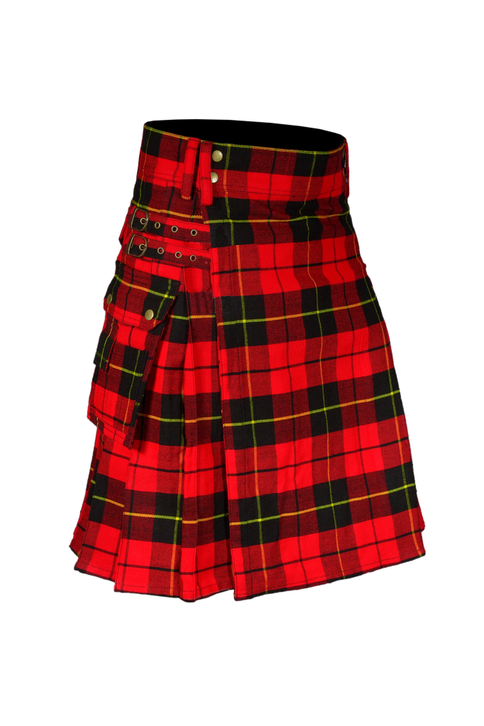 Scottish Men's Modern Wallace 16oz Tartan Pockets Utility Kilt, Cargo Kilt All Safe International