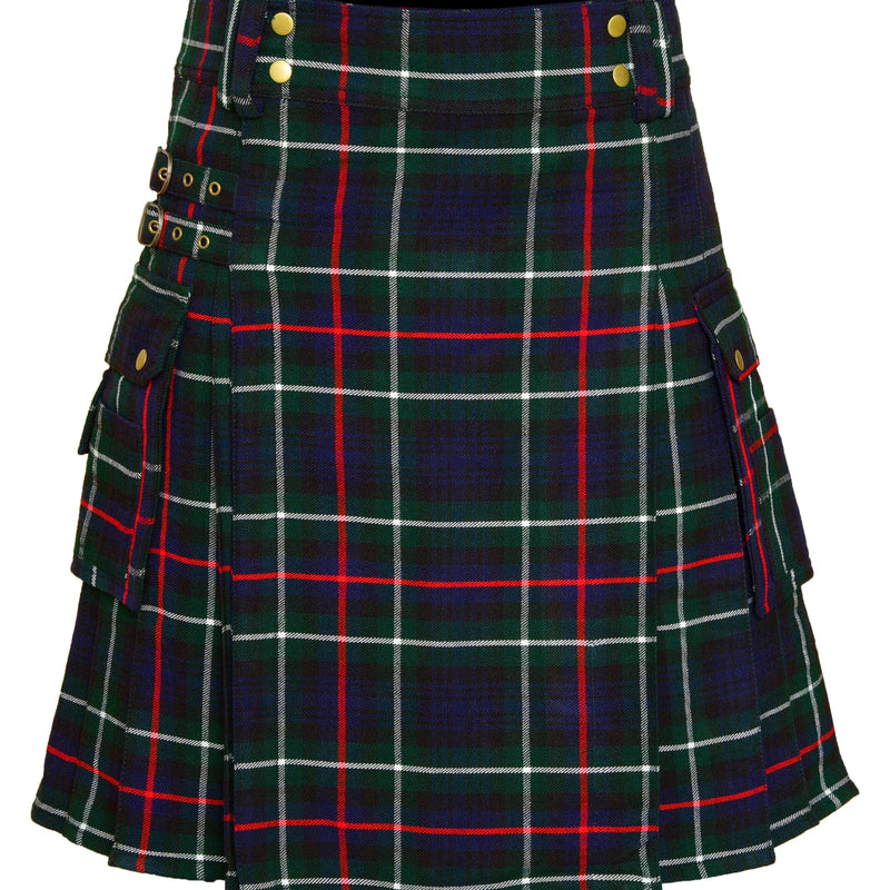Scottish Men's Modern Mackenzie 16oz Tartan Pockets Utility Kilt, Cargo Kilt All Safe International