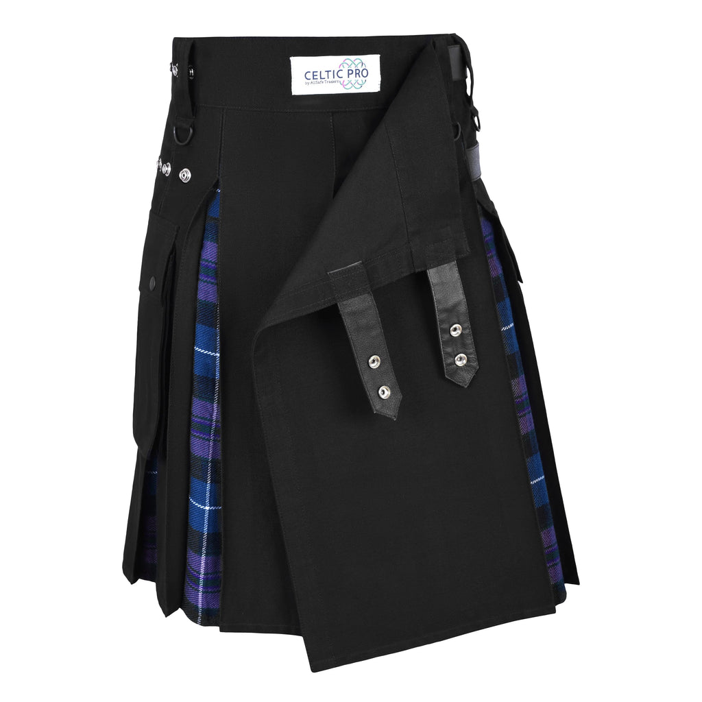 Men's Pride of Scotland Tartan Hybrid Kilt with Cargo Pockets, Utility Kilt All Safe International