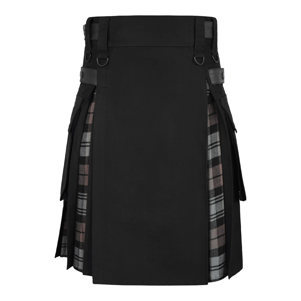 Men's Black Watch Weathered Tartan Hybrid Kilt with Cargo Pockets, Utility Kilt All Safe International