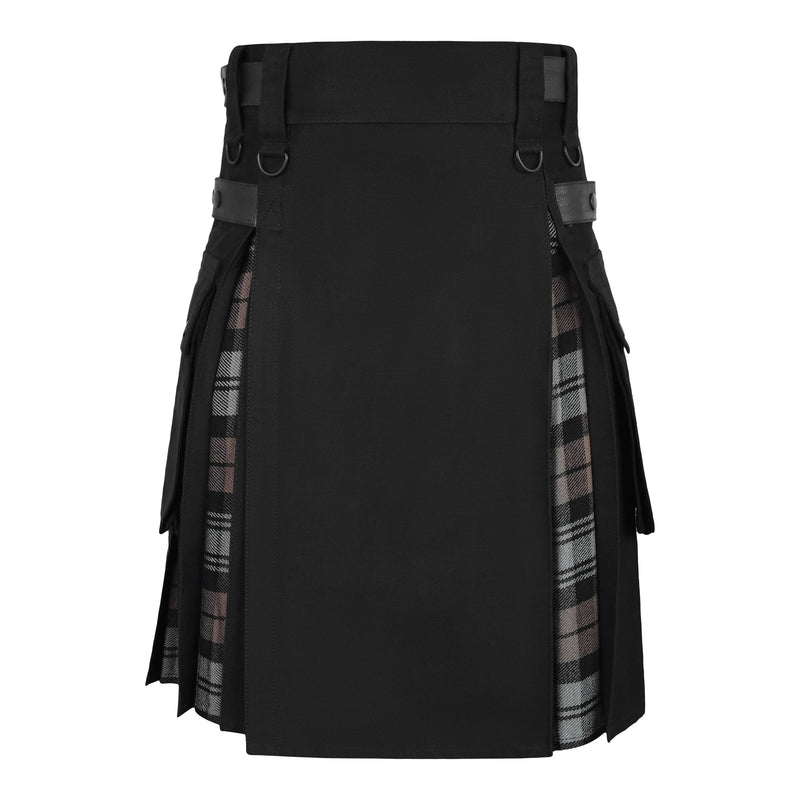 Men's Black Watch Weathered Tartan Hybrid Kilt with Cargo Pockets, Utility Kilt All Safe International