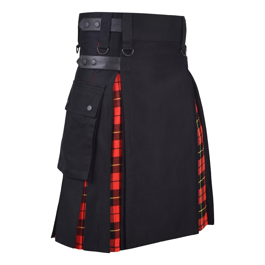 Men's Wallace Tartan Hybrid Kilt with Cargo Pockets, Utility Kilt All Safe International