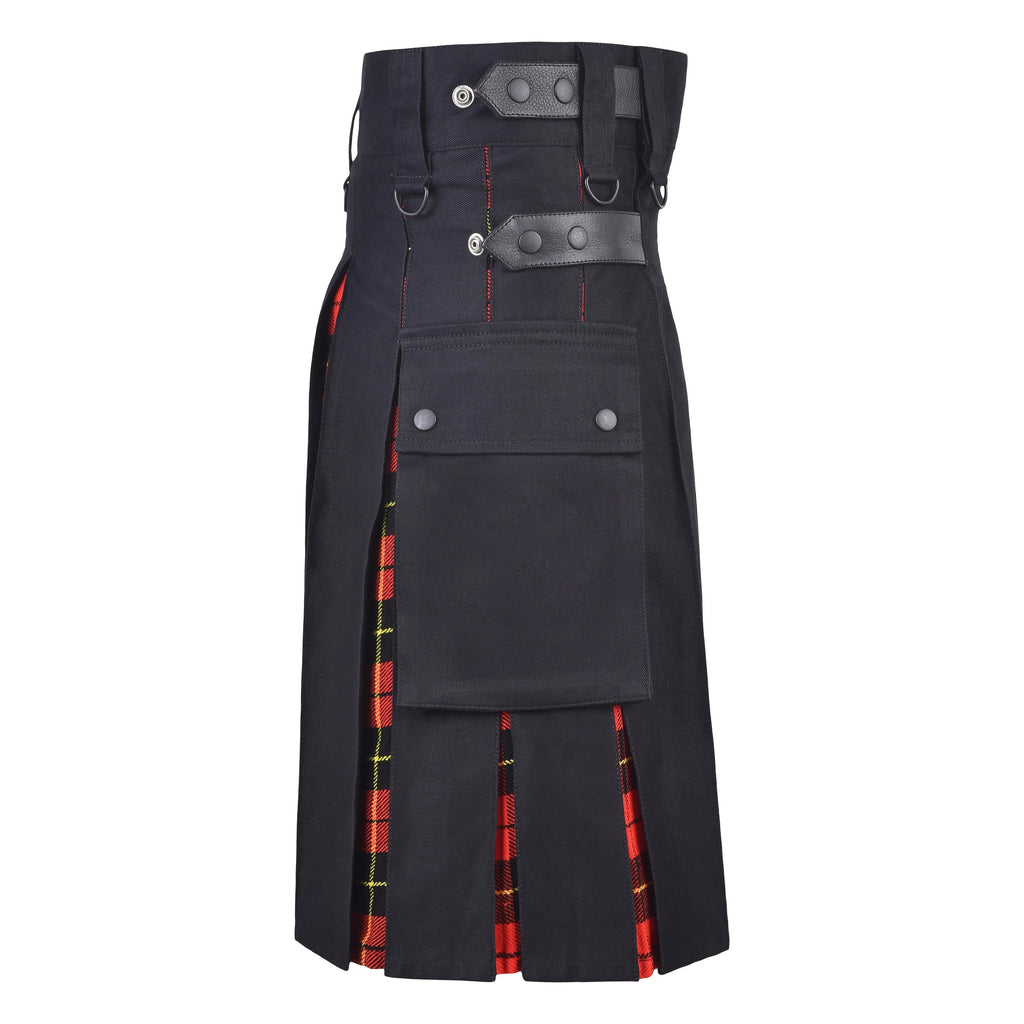 Men's Wallace Tartan Hybrid Kilt with Cargo Pockets, Utility Kilt All Safe International
