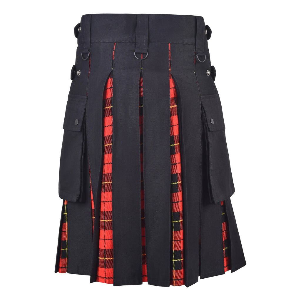 Men's Wallace Tartan Hybrid Kilt with Cargo Pockets, Utility Kilt All Safe International