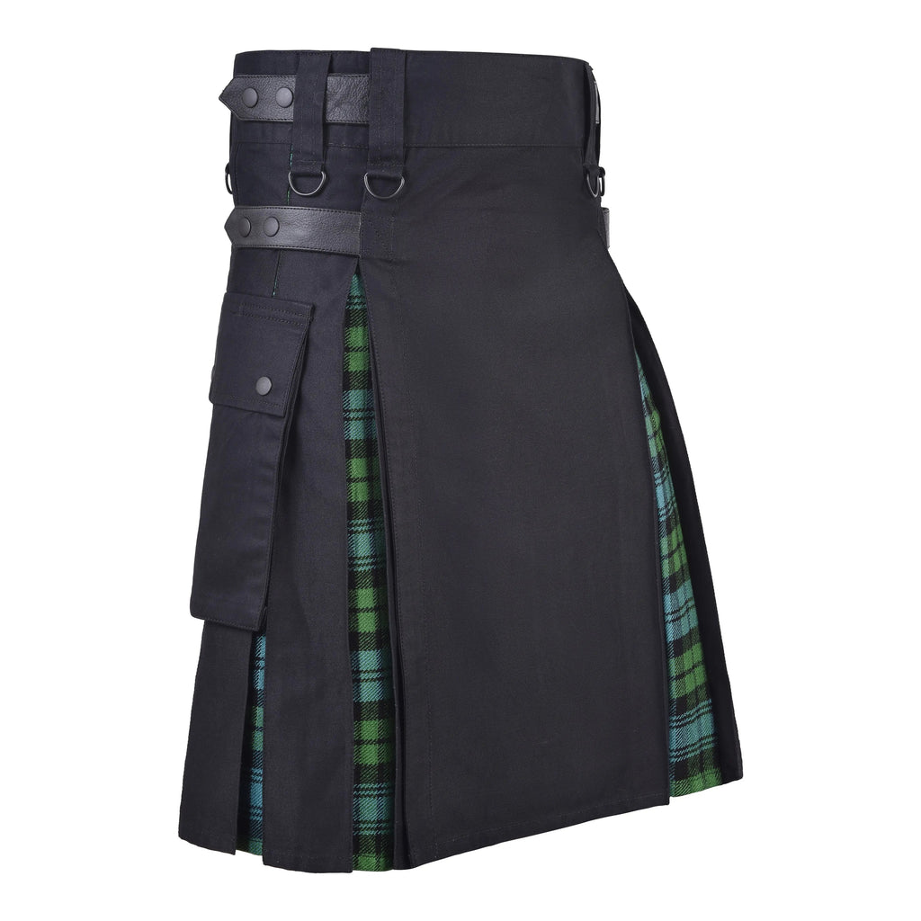 Men's Campbell Ancient Tartan Hybrid Kilt with Cargo Pockets, Utility Kilt All Safe International