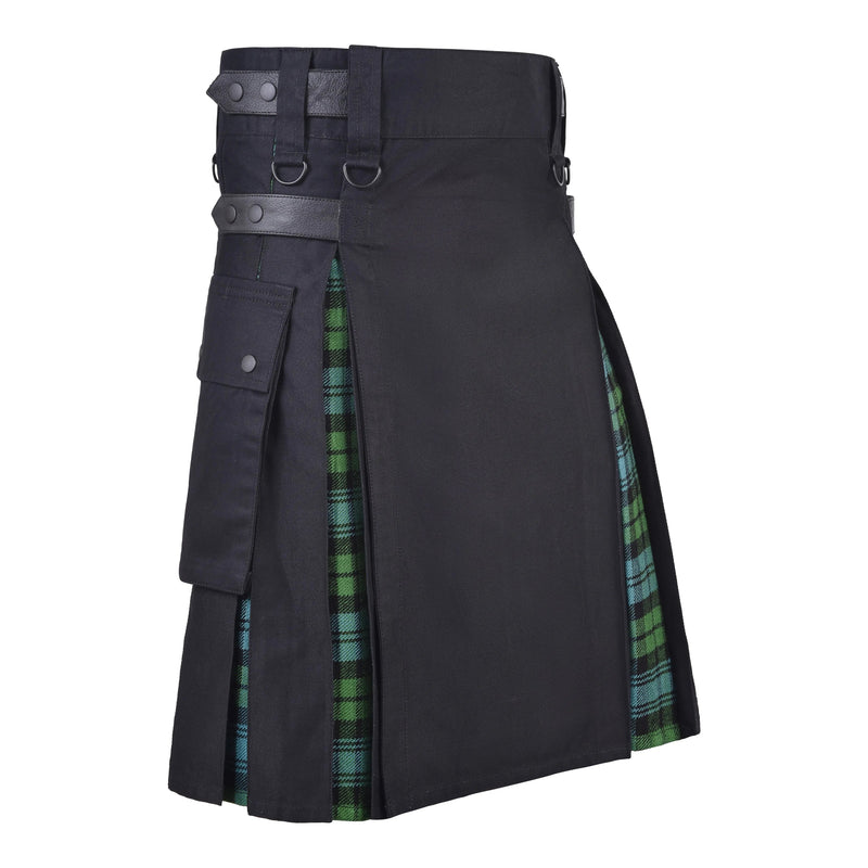 Men's Campbell Ancient Tartan Hybrid Kilt with Cargo Pockets, Utility Kilt All Safe International