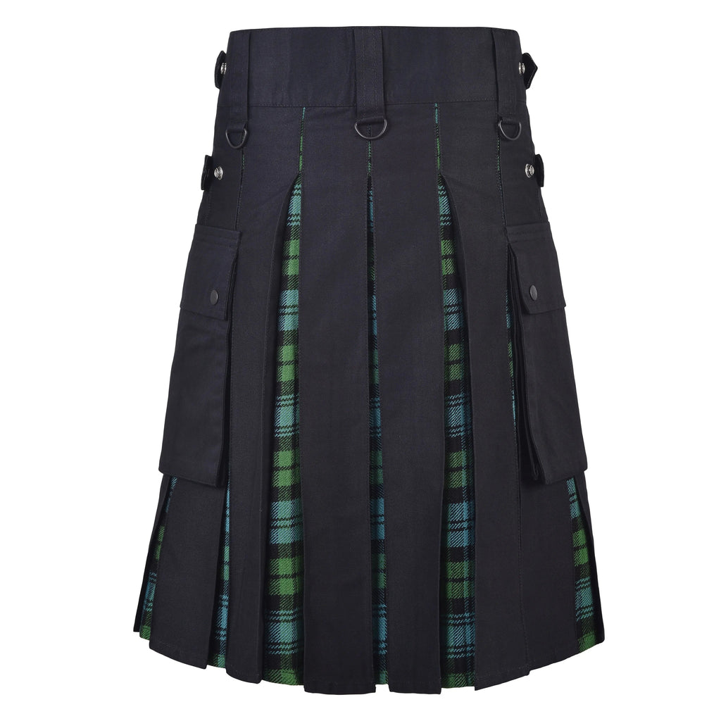 Men's Campbell Ancient Tartan Hybrid Kilt with Cargo Pockets, Utility Kilt All Safe International