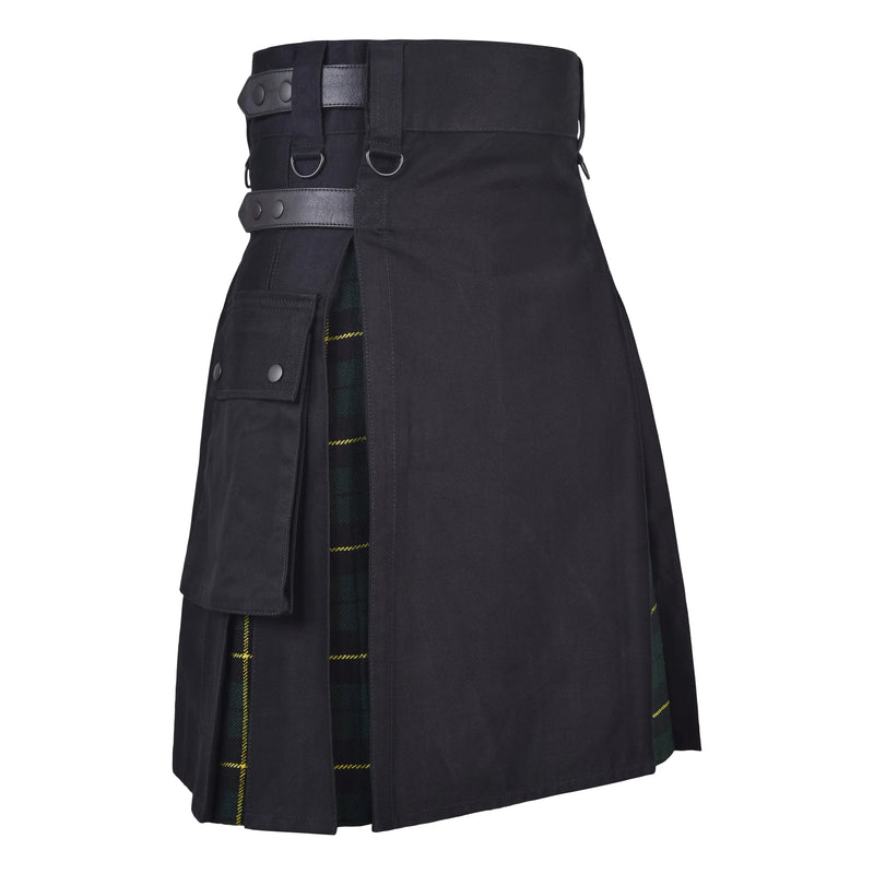 Men's Wallace Hunting Tartan Hybrid Kilt with Cargo Pockets, Utility Kilt All Safe International