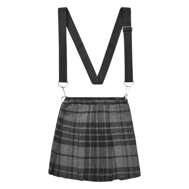 Traditional Scottish Women Tartan Bag Pleated Crossbody Purse - Adjustable Straps, Zip Closure Grey Tartan All Safe International