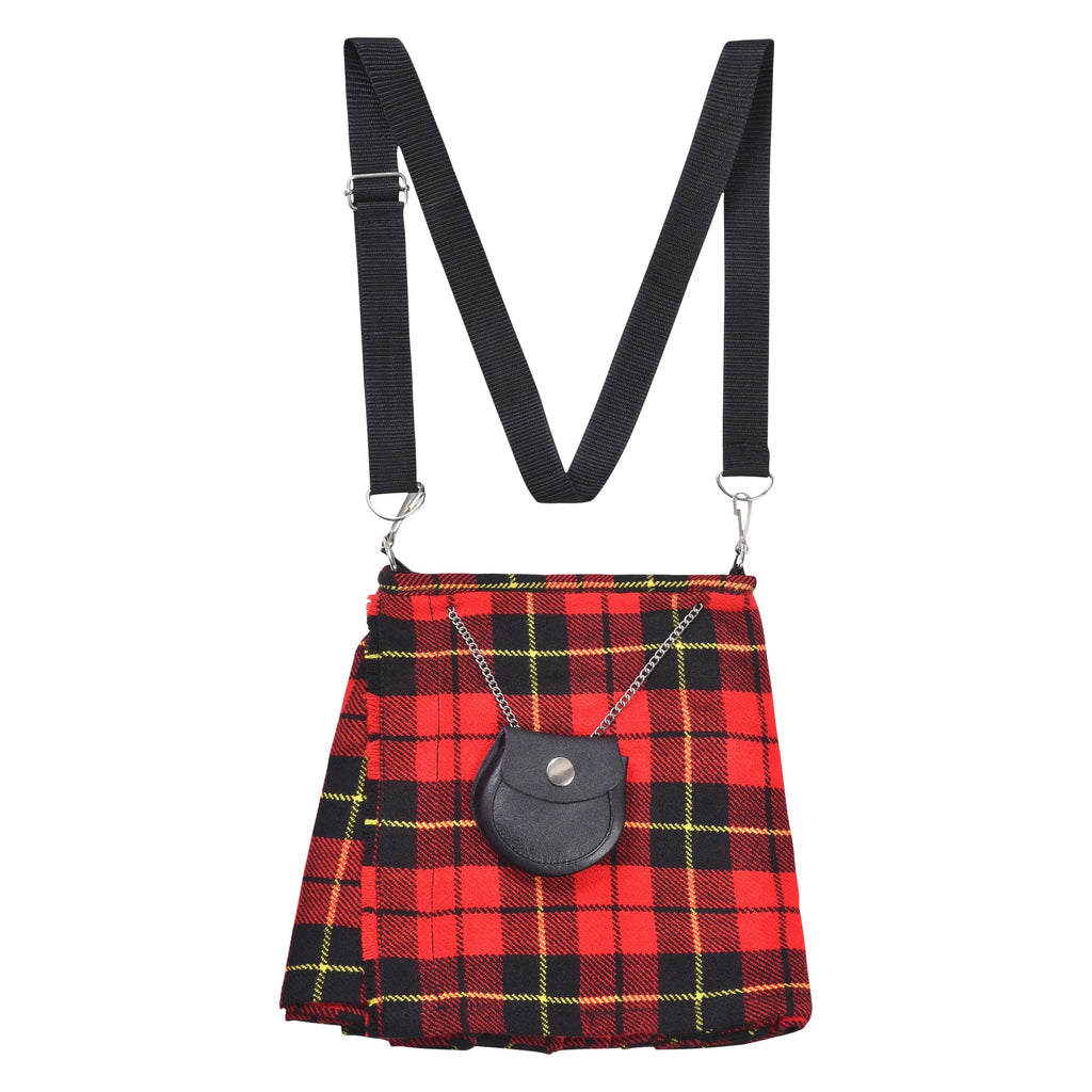 Traditional Scottish Women Tartan Bag Pleated Crossbody Purse - Adjustable Straps, Zip Closure Wallace Tartan All Safe International