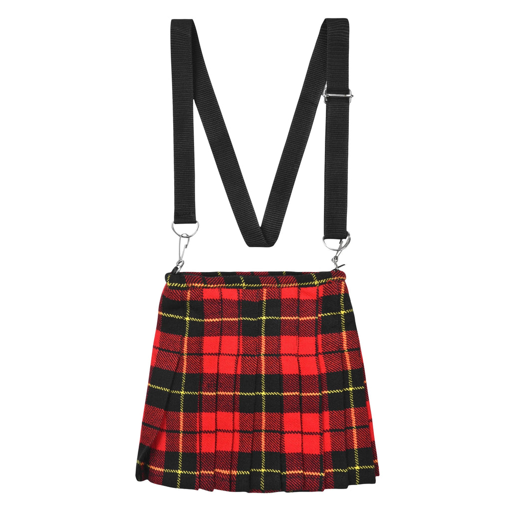 Traditional Scottish Women Tartan Bag Pleated Crossbody Purse - Adjustable Straps, Zip Closure Wallace Tartan All Safe International