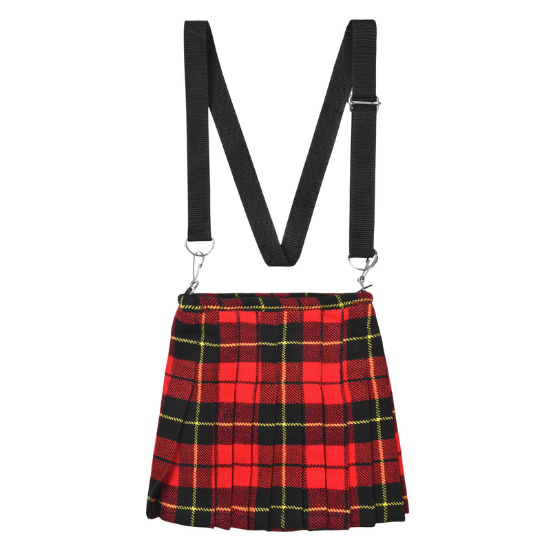 Traditional Scottish Women Tartan Bag Pleated Crossbody Purse - Adjustable Straps, Zip Closure Wallace Tartan All Safe International
