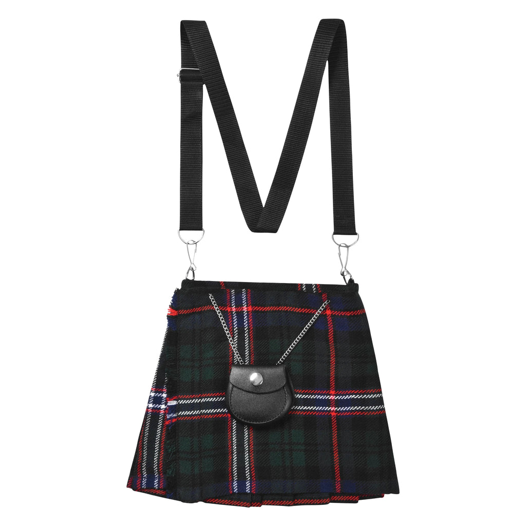 Traditional Scottish Women Tartan Bag Pleated Crossbody Purse - Adjustable Straps, Zip Closure Scottish National Tartan All Safe International