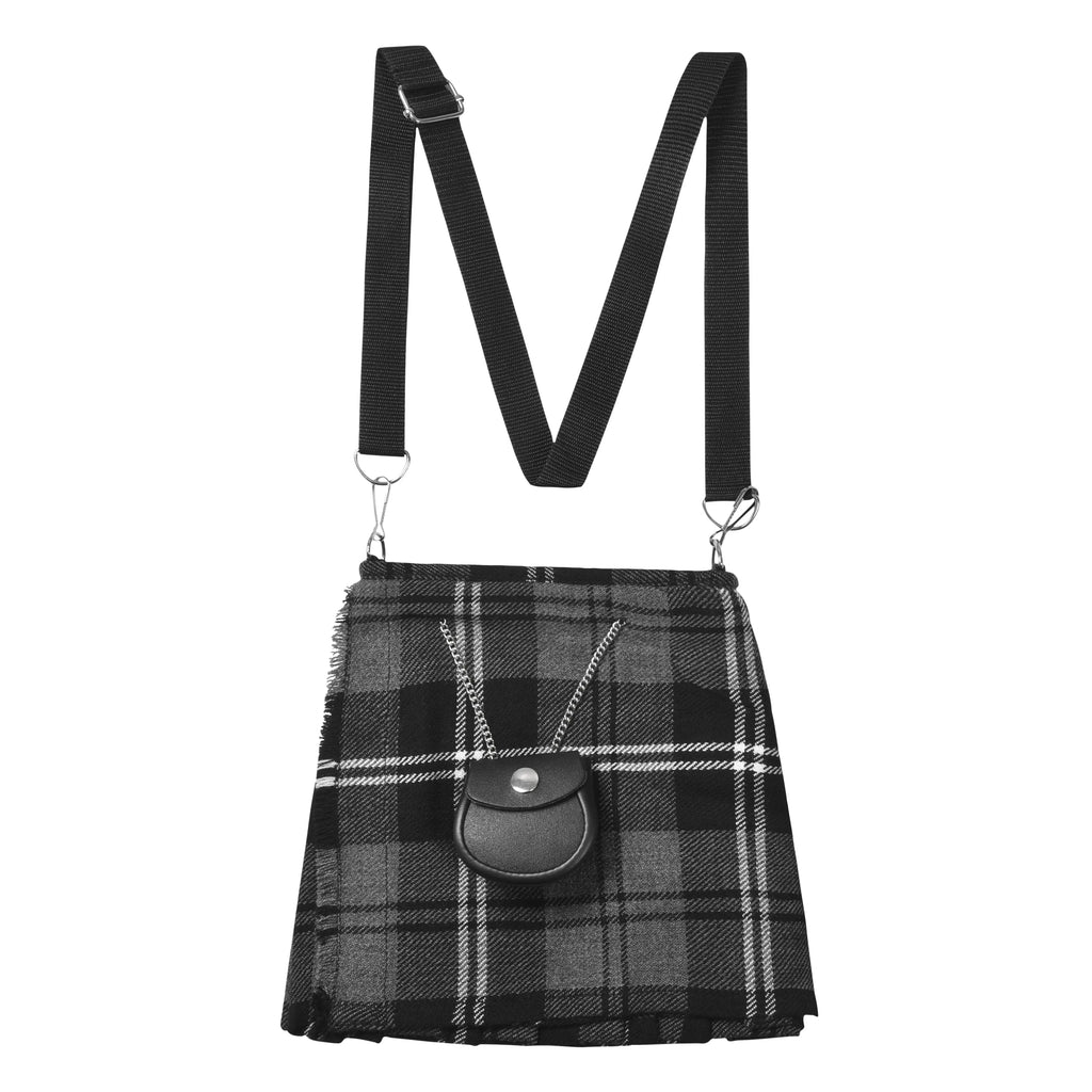Traditional Scottish Women Tartan Bag Pleated Crossbody Purse - Adjustable Straps, Zip Closure Granite Tartan All Safe International