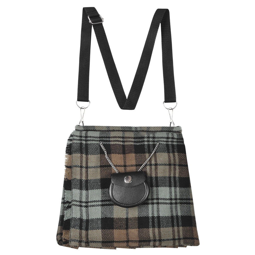Traditional Scottish Women Tartan Bag Pleated Crossbody Purse - Adjustable Straps, Zip Closure Black Watch Weathered Tartan All Safe International