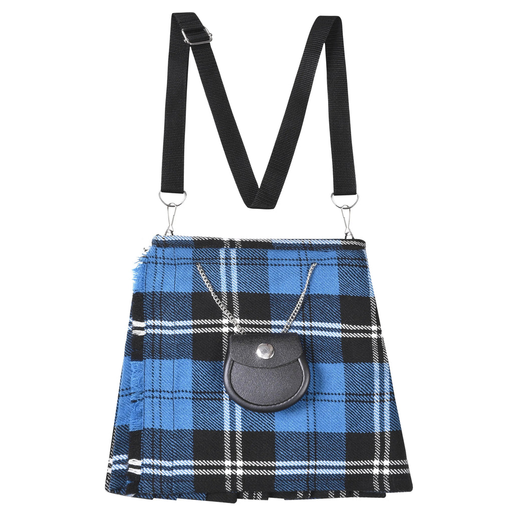 Traditional Scottish Women Tartan Bag Pleated Crossbody Purse - Adjustable Straps, Zip Closure Blue Ramsay Tartan All Safe International