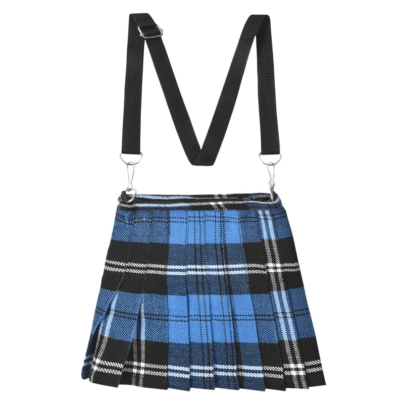 Traditional Scottish Women Tartan Bag Pleated Crossbody Purse - Adjustable Straps, Zip Closure Blue Ramsay Tartan All Safe International