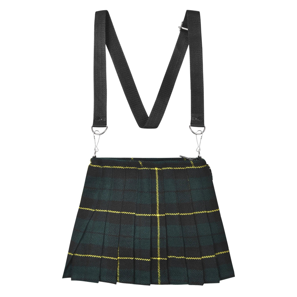 Traditional Scottish Women Tartan Bag Pleated Crossbody Purse - Adjustable Straps, Zip Closure Wallace Hunting Tartan All Safe International
