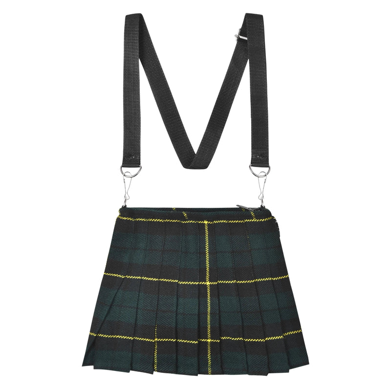 Traditional Scottish Women Tartan Bag Pleated Crossbody Purse - Adjustable Straps, Zip Closure Wallace Hunting Tartan All Safe International