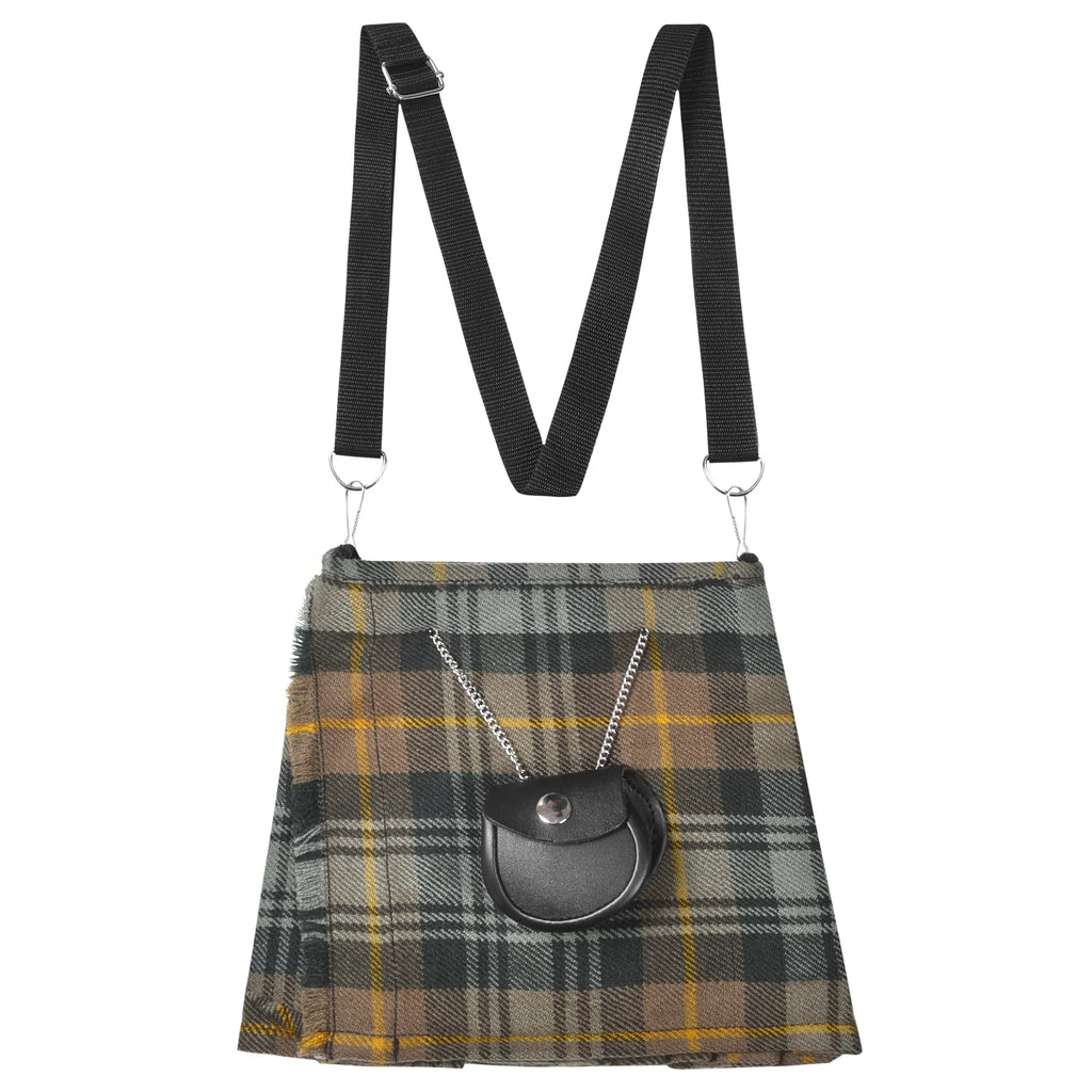 Traditional Scottish Women Tartan Bag Pleated Crossbody Purse - Adjustable Straps, Zip Closure Gordon Weathered Tartan All Safe International