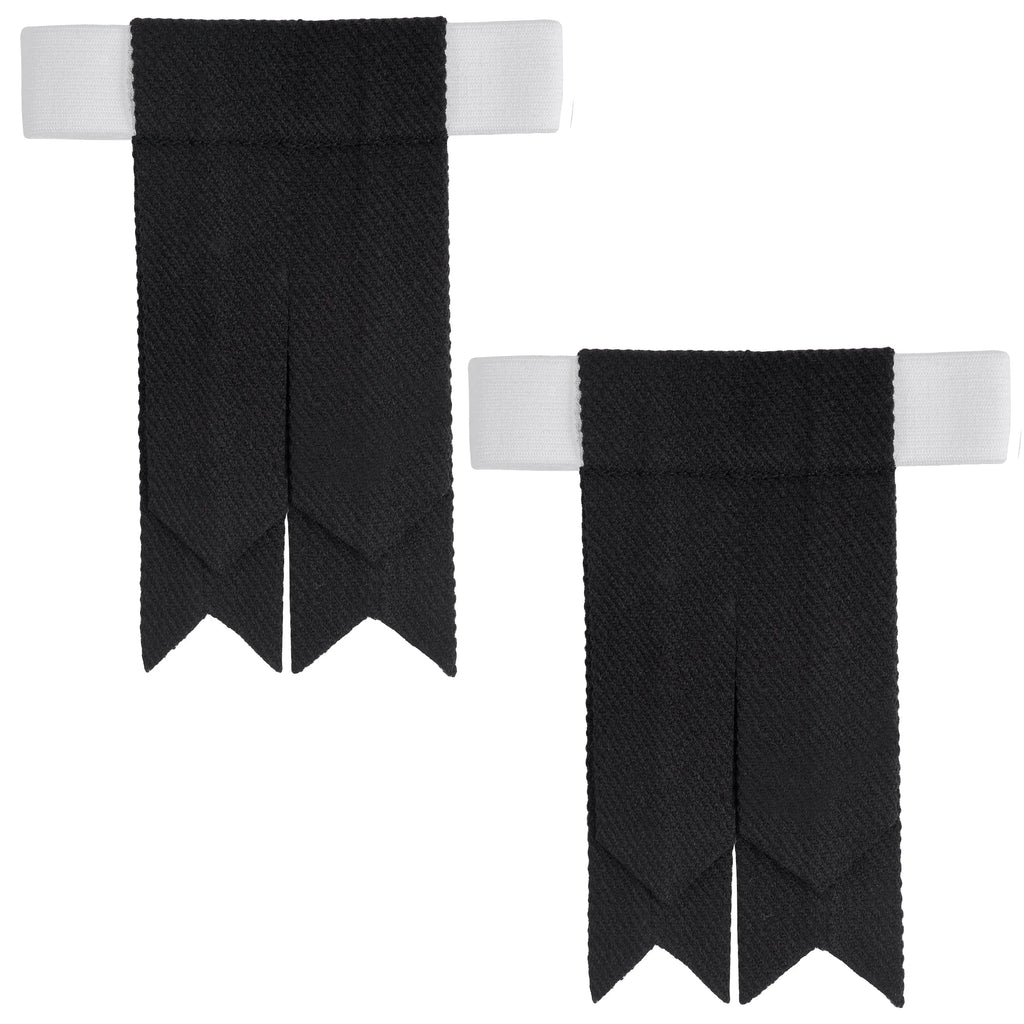 Scottish Tartan Kilt Flashes with Elastic Adjusters Plain Black All Safe International
