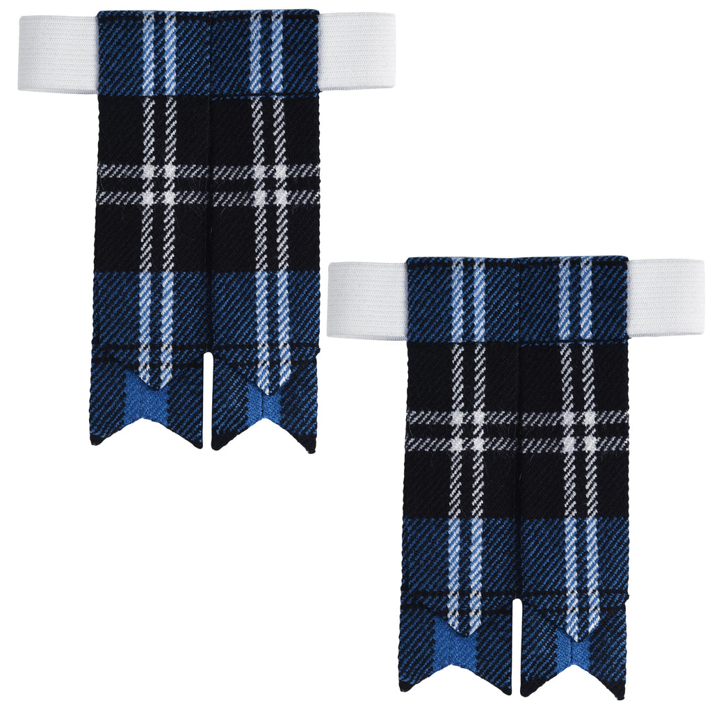 Scottish Tartan Kilt Flashes with Elastic Adjusters Blue Ramsay All Safe International