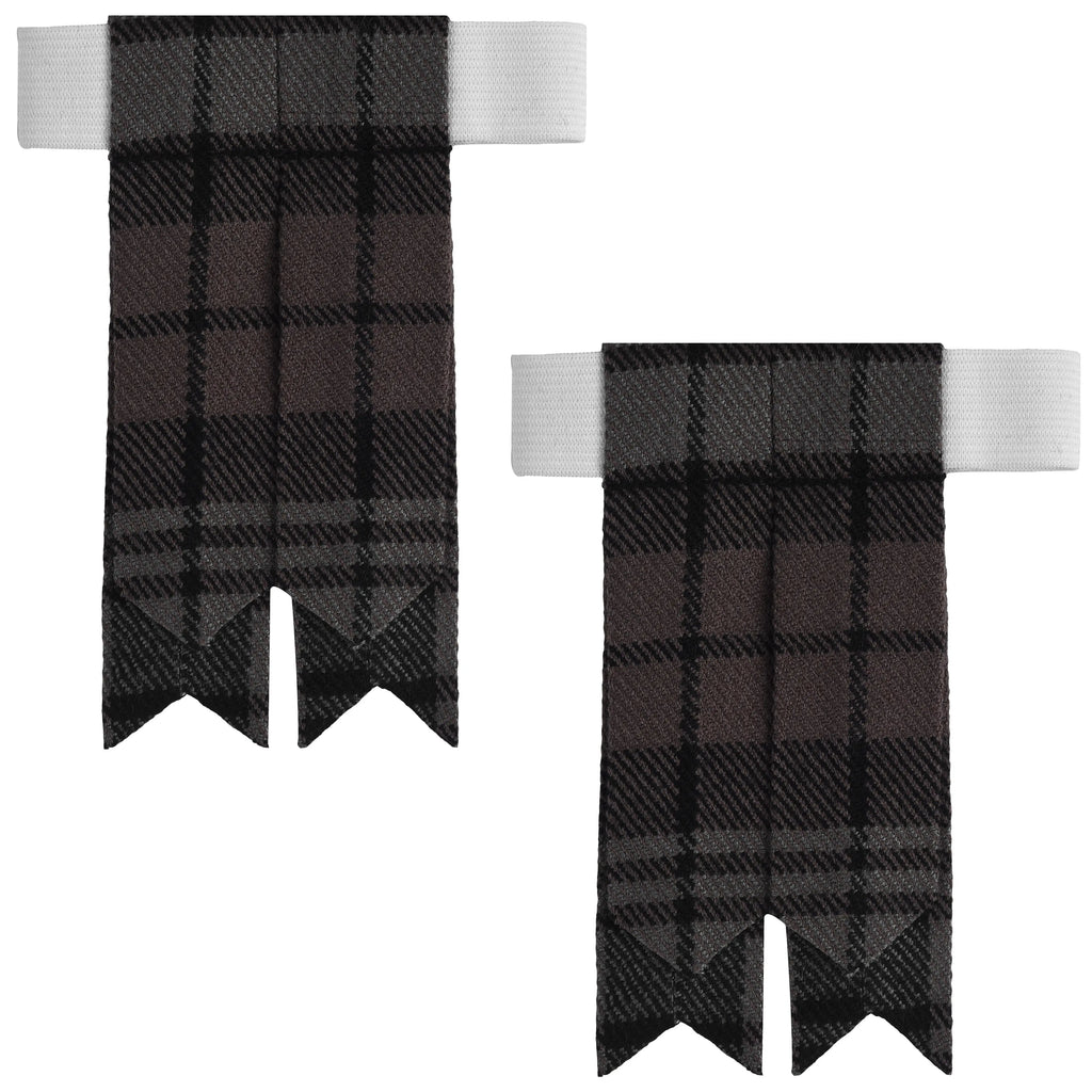 Scottish Tartan Kilt Flashes with Elastic Adjusters Black Watch Weathered All Safe International
