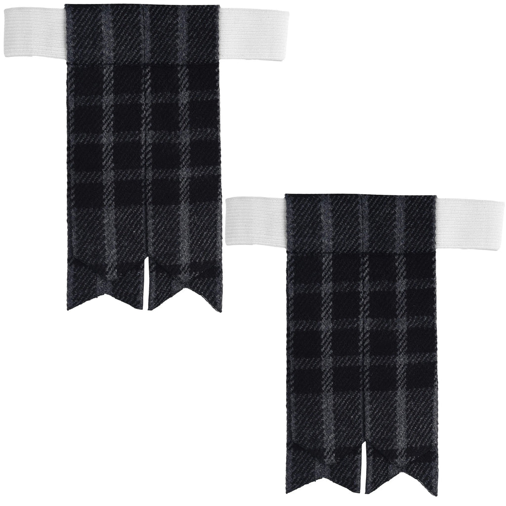 Scottish Tartan Kilt Flashes with Elastic Adjusters Grey All Safe International