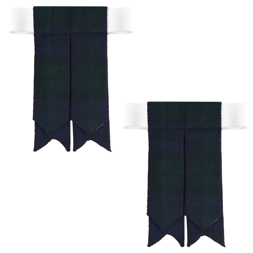 Scottish Tartan Kilt Flashes with Elastic Adjusters Black Watch All Safe International