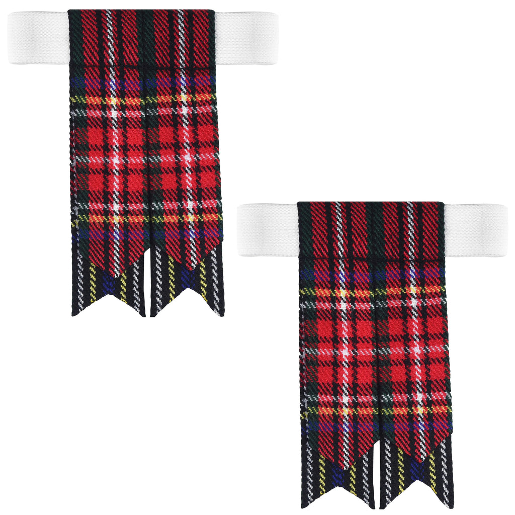 Scottish Tartan Kilt Flashes with Elastic Adjusters Black Stewart All Safe International