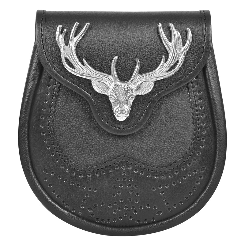Premium Leather Sporran for Men - Ideal Kilt Accessories for Men, Scottish Kilt Sporran with Chain Belt Art # 6 All Safe International