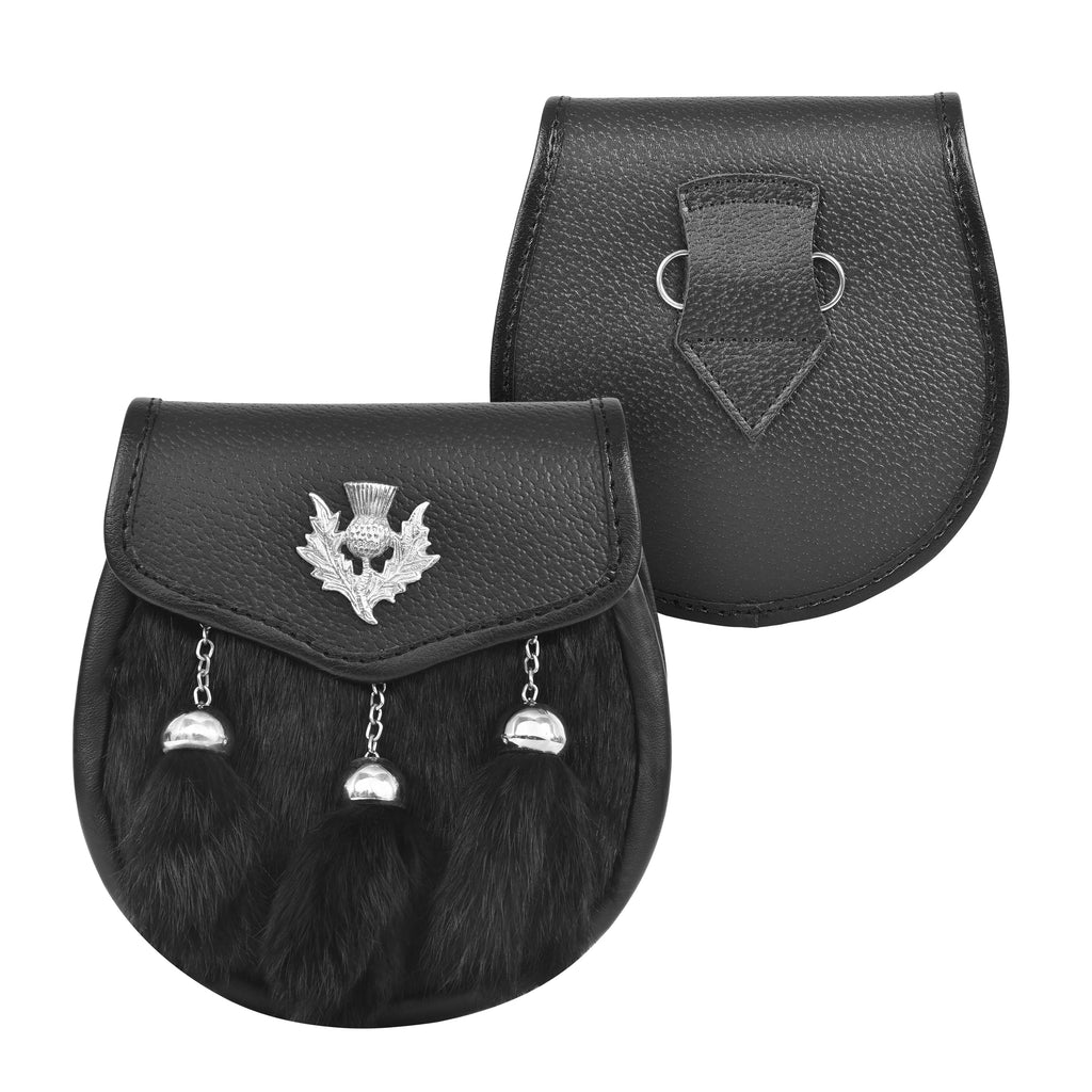 Premium Leather Sporran for Men - Ideal Kilt Accessories for Men, Scottish Kilt Sporran with Chain Belt Art # 8 All Safe International