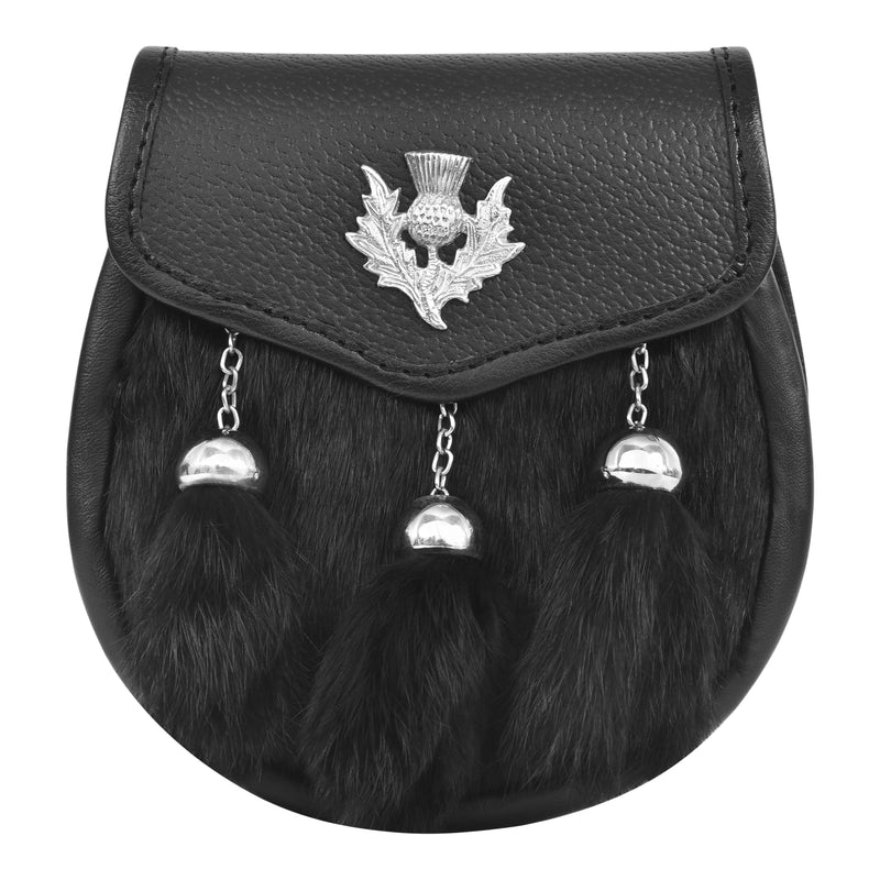 Premium Leather Sporran for Men - Ideal Kilt Accessories for Men, Scottish Kilt Sporran with Chain Belt Art # 8 All Safe International