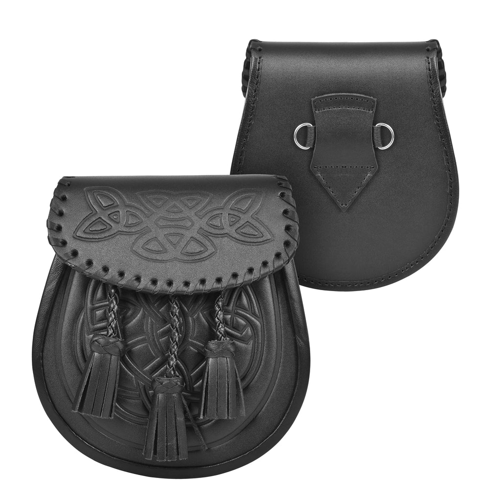 Premium Leather Sporran for Men - Ideal Kilt Accessories for Men, Scottish Kilt Sporran with Chain Belt Art # 5 All Safe International