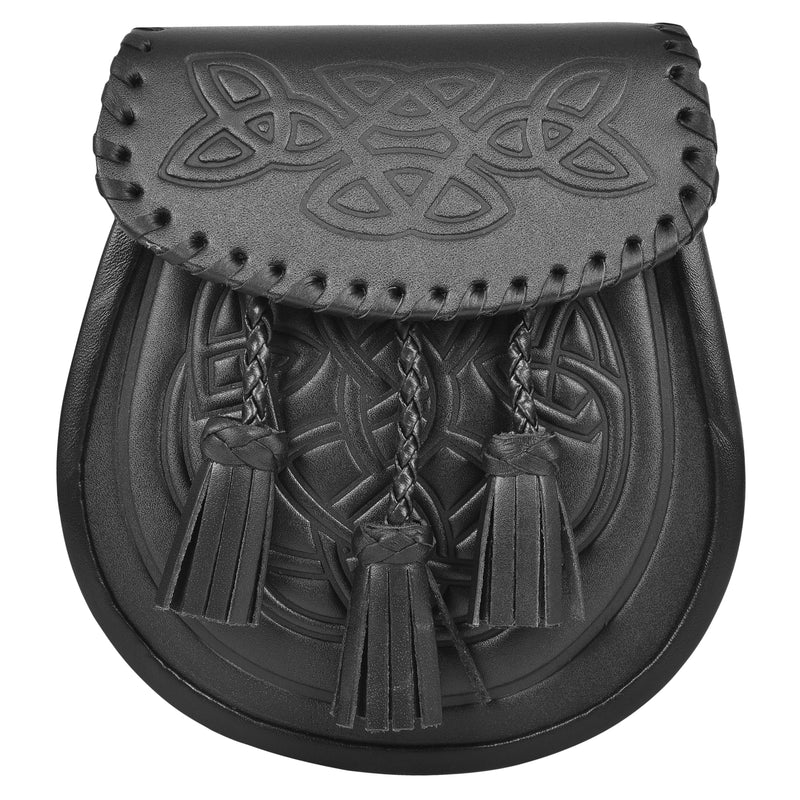 Premium Leather Sporran for Men - Ideal Kilt Accessories for Men, Scottish Kilt Sporran with Chain Belt Art # 5 All Safe International