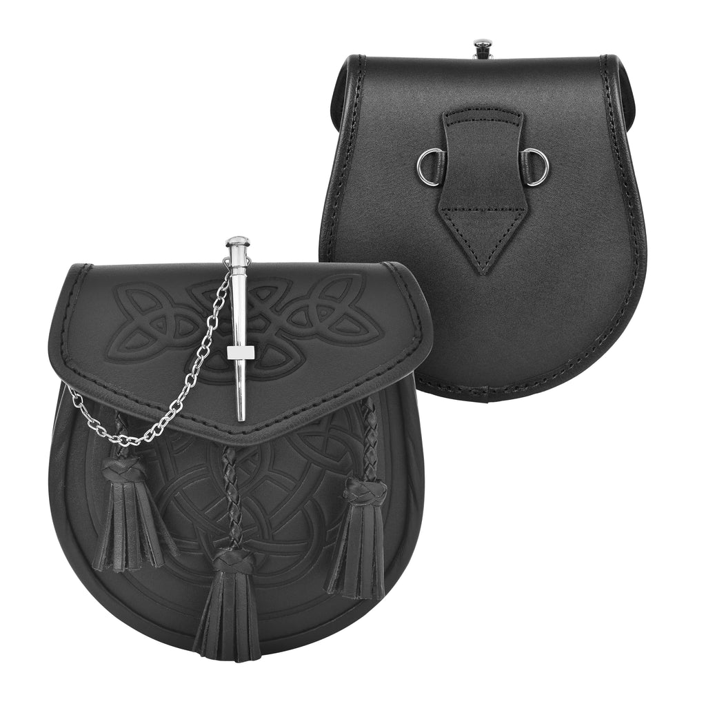 Premium Leather Sporran for Men - Ideal Kilt Accessories for Men, Scottish Kilt Sporran with Chain Belt Art # 10 All Safe International