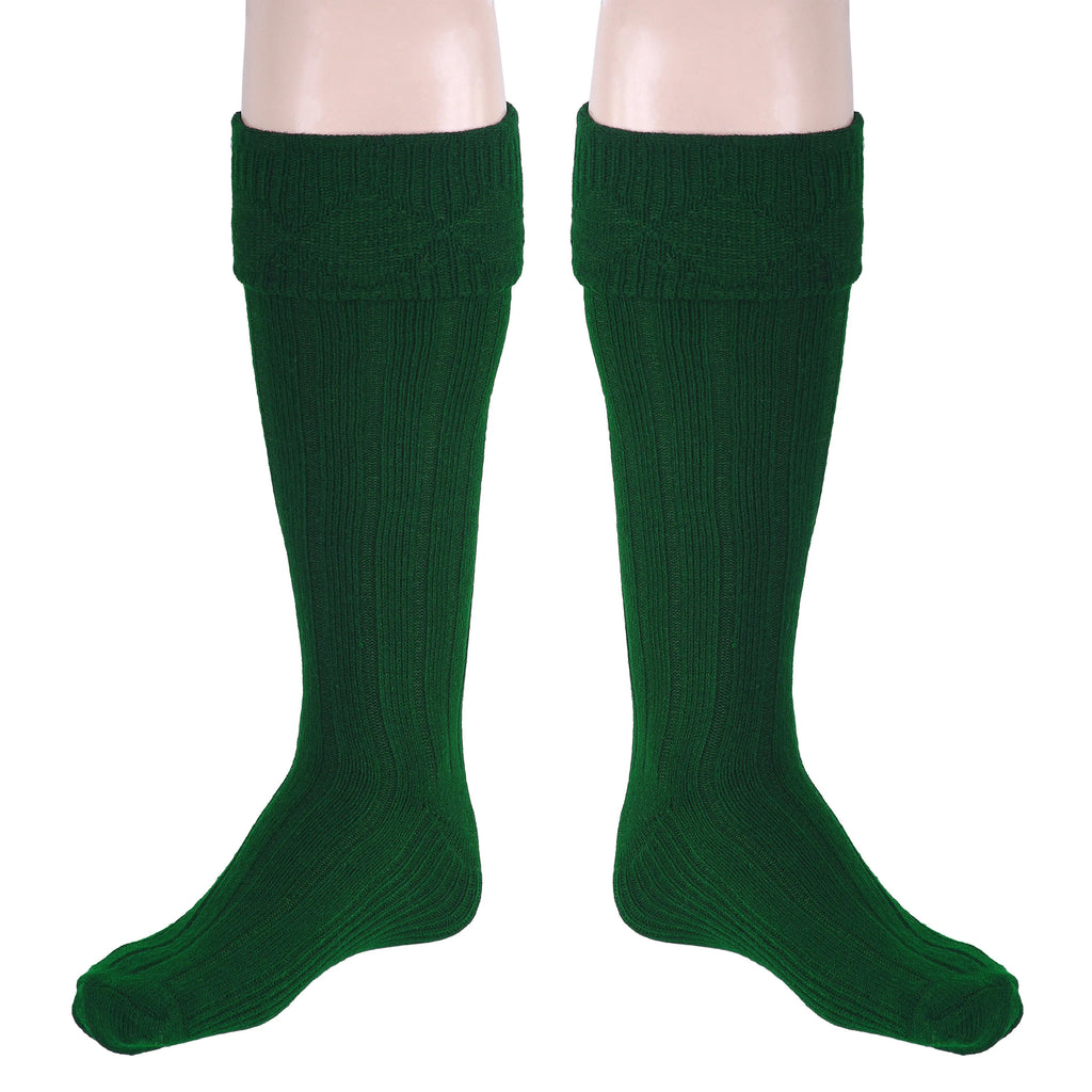 Scottish Square Kilt Hose for Men, Ribbed Socks for USA Shoe Sizes - Green All Safe International