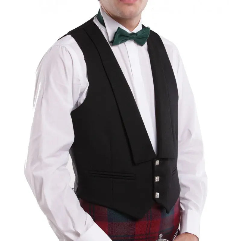 Prince Charlie Black Kilt Waistcoat/Vest - Scottish Elegance for All Your Formal Occasions All Safe International