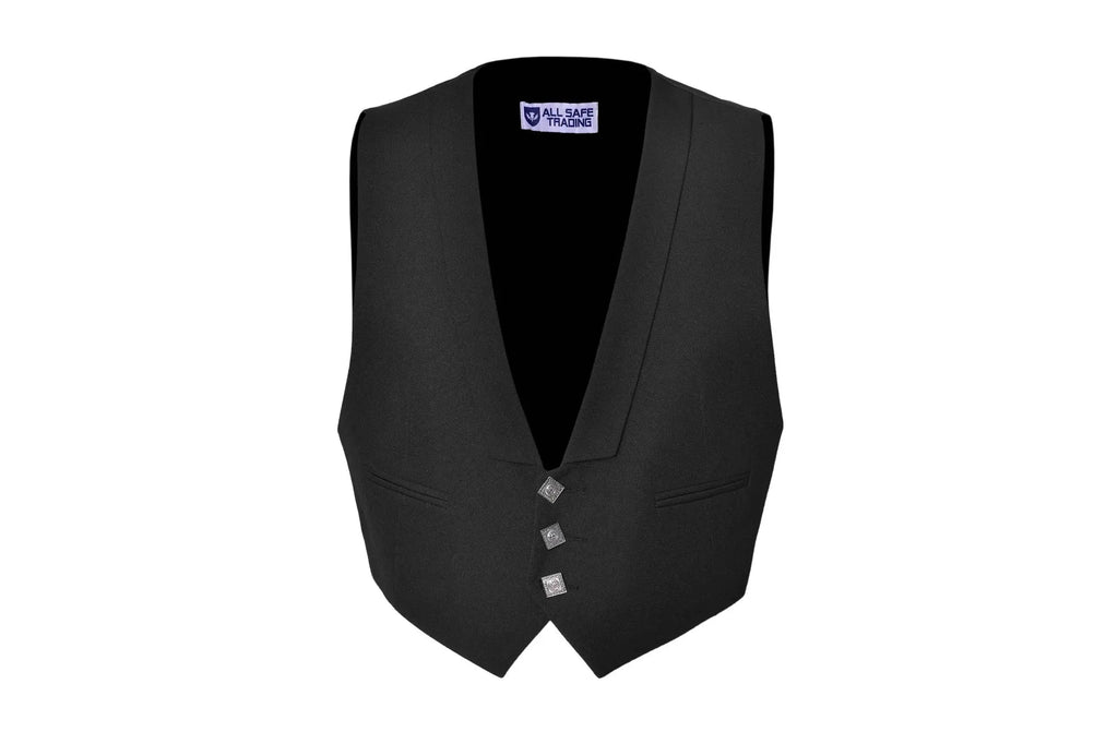 Prince Charlie Black Kilt Waistcoat/Vest - Scottish Elegance for All Your Formal Occasions All Safe International
