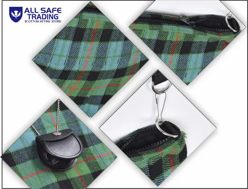 Traditional Scottish Women Tartan Bag Pleated Crossbody Purse - Adjustable Straps, Zip Closure Gunn Ancient Tartan All Safe International
