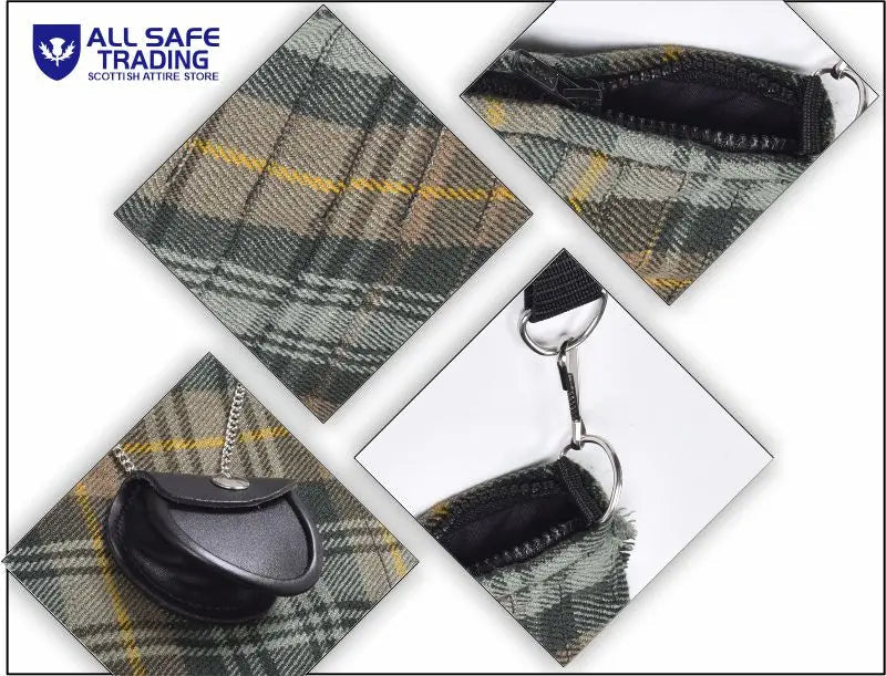 Traditional Scottish Women Tartan Bag Pleated Crossbody Purse - Adjustable Straps, Zip Closure Gordon Weathered Tartan All Safe International