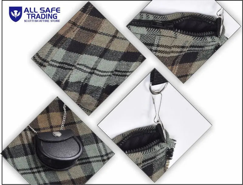 Traditional Scottish Women Tartan Bag Pleated Crossbody Purse - Adjustable Straps, Zip Closure Black Watch Weathered Tartan All Safe International