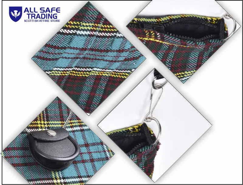 Traditional Scottish Women Tartan Bag Pleated Crossbody Purse - Adjustable Straps, Zip Closure Anderson Tartan All Safe International