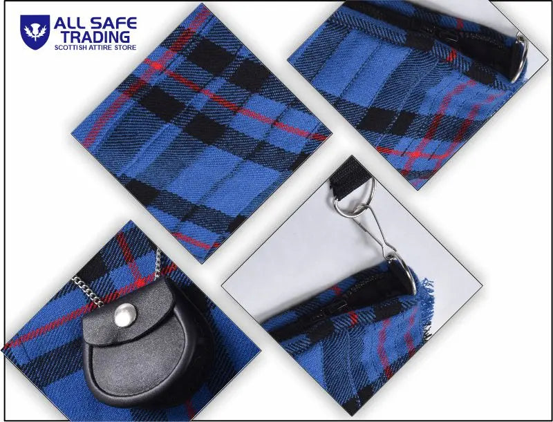 Traditional Scottish Women Tartan Bag Pleated Crossbody Purse - Adjustable Straps, Zip Closure Elliot Modern Tartan All Safe International