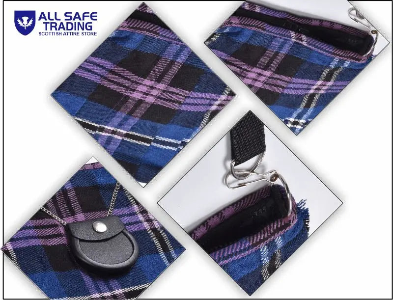 Traditional Scottish Women Tartan Bag Pleated Crossbody Purse - Adjustable Straps, Zip Closure Scottish Heritage Tartan All Safe International