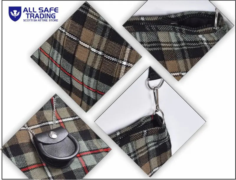Traditional Scottish Women Tartan Bag Pleated Crossbody Purse - Adjustable Straps, Zip Closure Mackenzie Weathered Tartan All Safe International