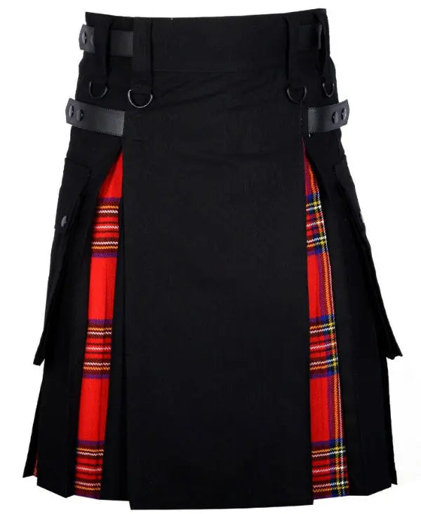 Men's Royal Stewart Tartan Hybrid Kilt with Cargo Pockets, Utility Kilt All Safe International